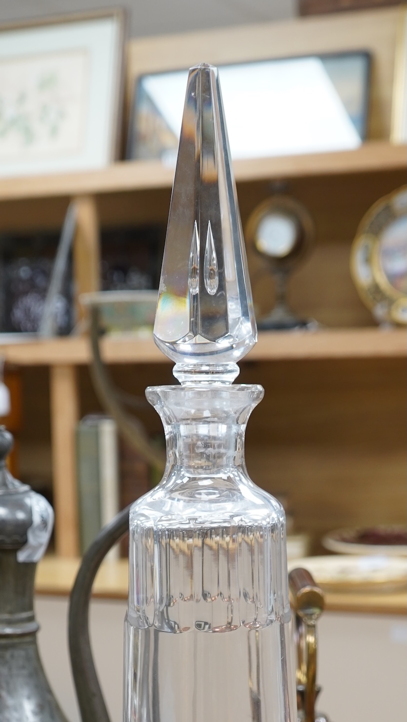 Val Saint Lambert glass whiskey dispenser, 55.5cm